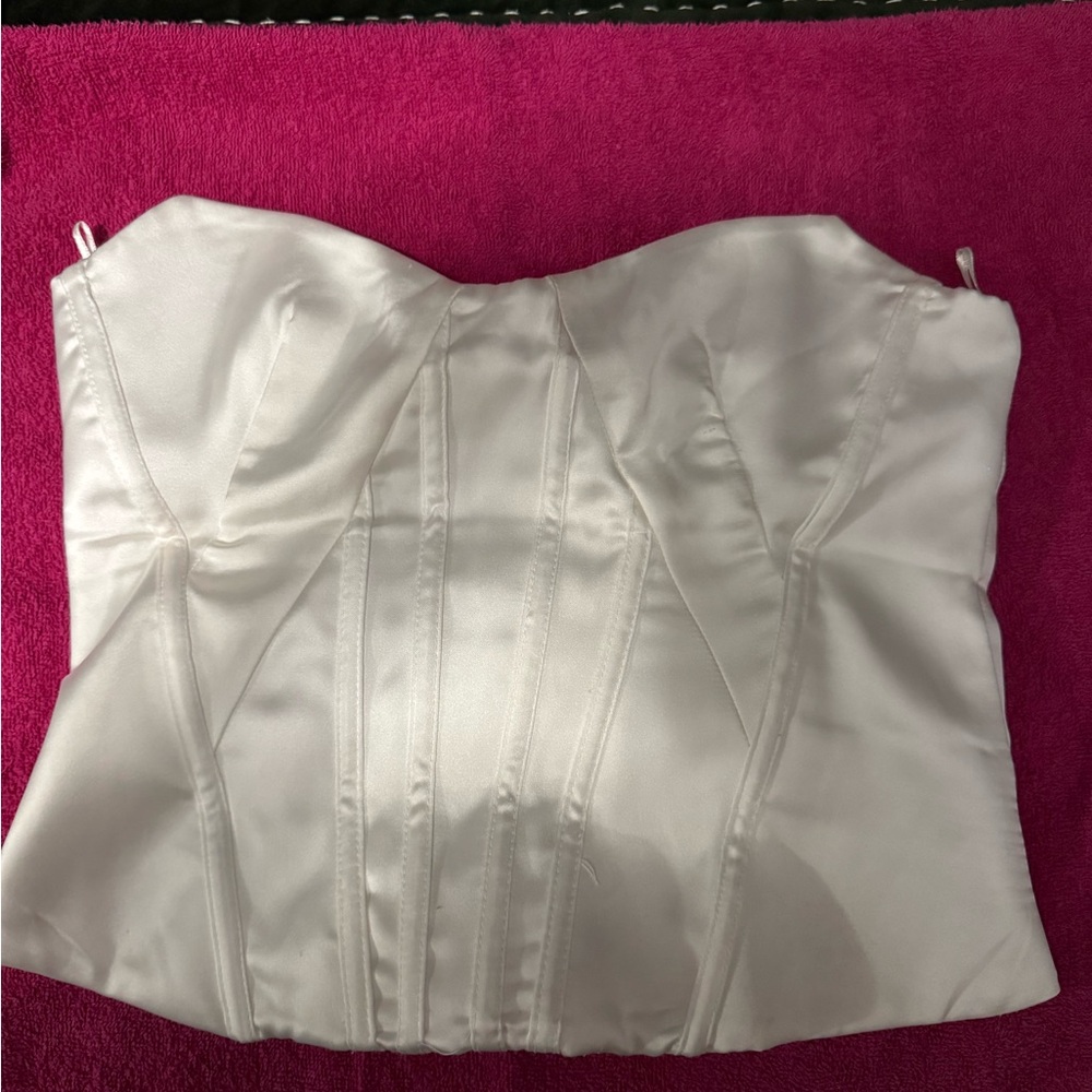 Zara Cream Satin Bustier Top
